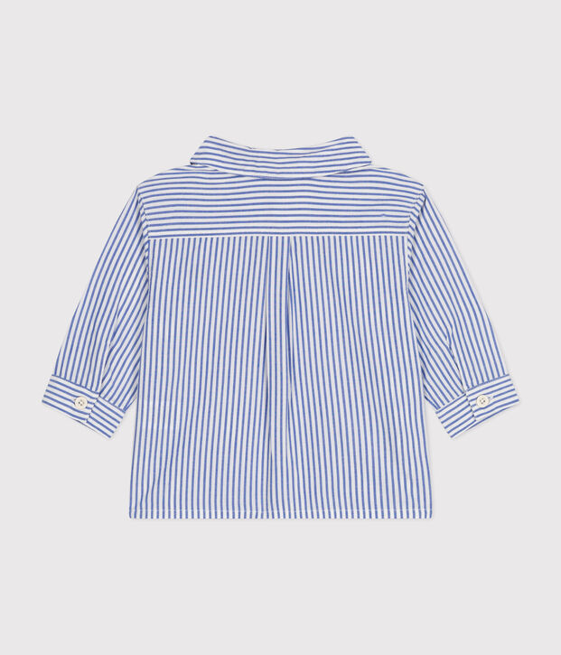 Gestreept overhemd van poplin voor baby's blauw/wit