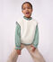 Mouwloze kindertrui van wol en katoen met kabeltricot wit