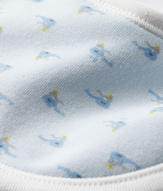 Babyslabbetje van ribtricot blauw FRAICHEUR/wit MULTICO