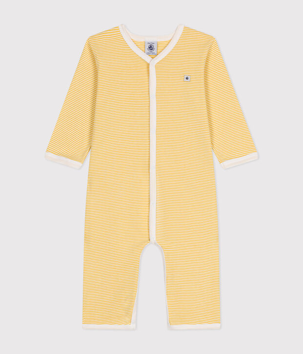 Pyjama  sans pieds b&eacute;b&eacute; en coton jaune/blanc
