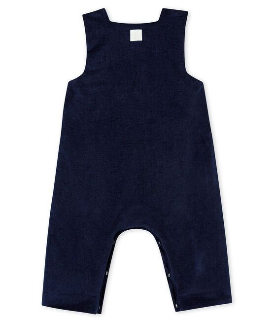 Salopette in zeer fijn fluweel voor babyjongens blauw SMOKING