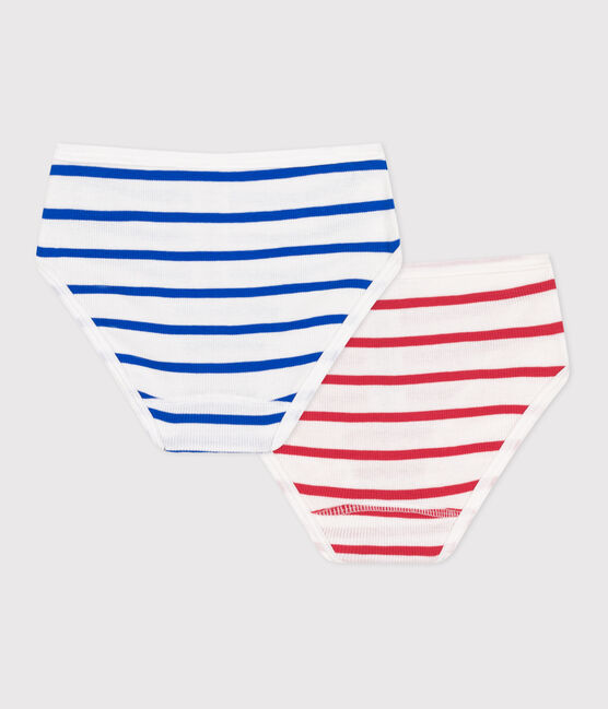 Set van 2 katoenen onderbroekjes met hoge taille en strepen voor kinderen variante 1