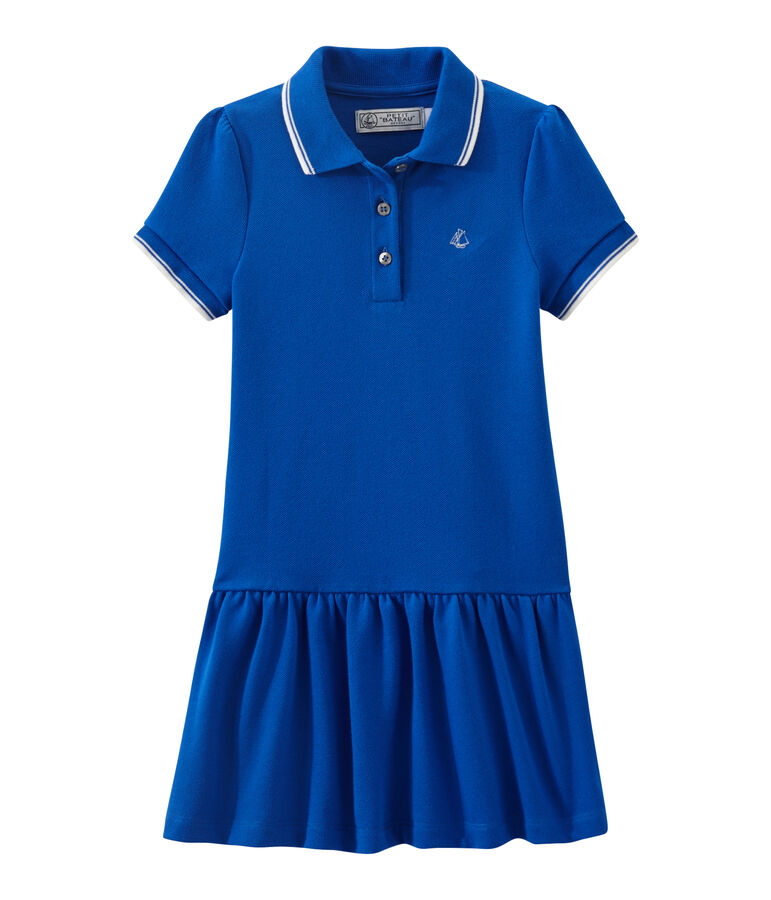 Robe enfant fille &agrave; manches courtes bleu