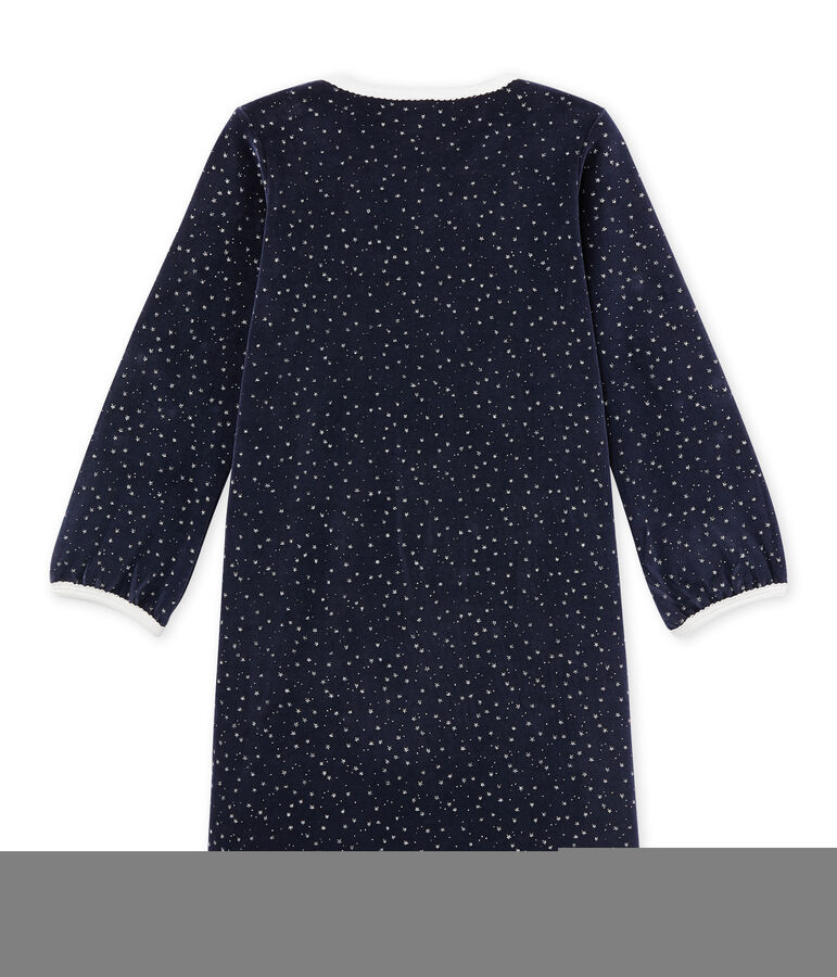 Chemise de nuit fille en bouclette velours blauw/grijs