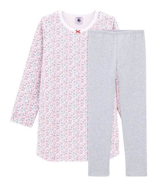 Velours meisjes nachthemd met legging wit MARSHMALLOW/wit MULTICO