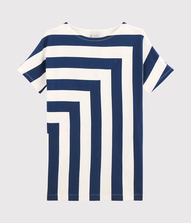 Jurk blauw/wit