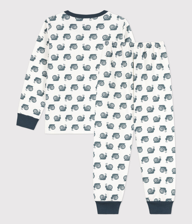Pyjama escargot en molleton enfant blanc/gris