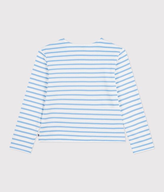 Gestreept katoenen marineshirt voor dames blauw MARSHMALLOW/ FLO