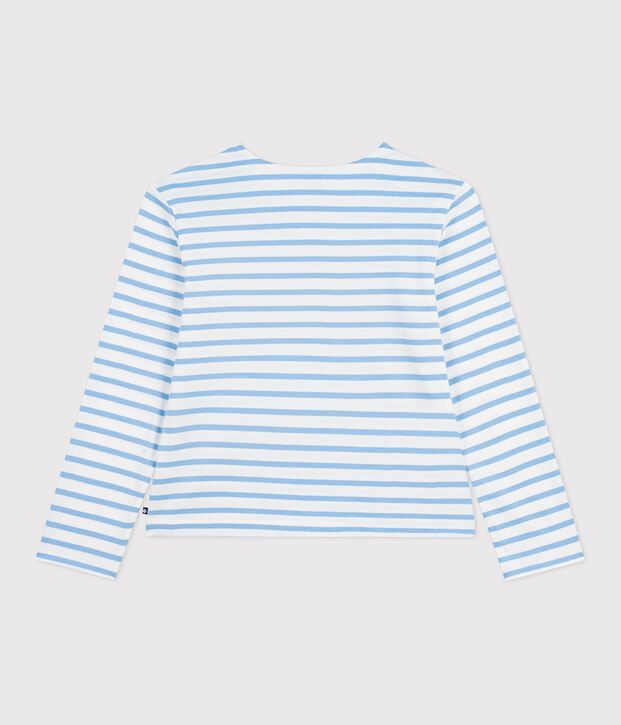 Gestreept katoenen marineshirt voor dames blauw/blauw