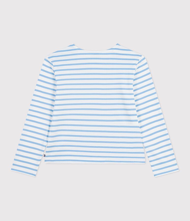 Gestreept katoenen marineshirt voor dames wit/blauw