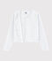 Cardigan en coton enfant fille blanc MARSHMALLOW/gris ARGENT