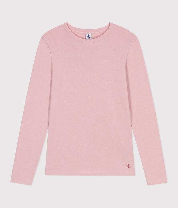 Tee-shirt femme l'iconique en coton manches longues rose
