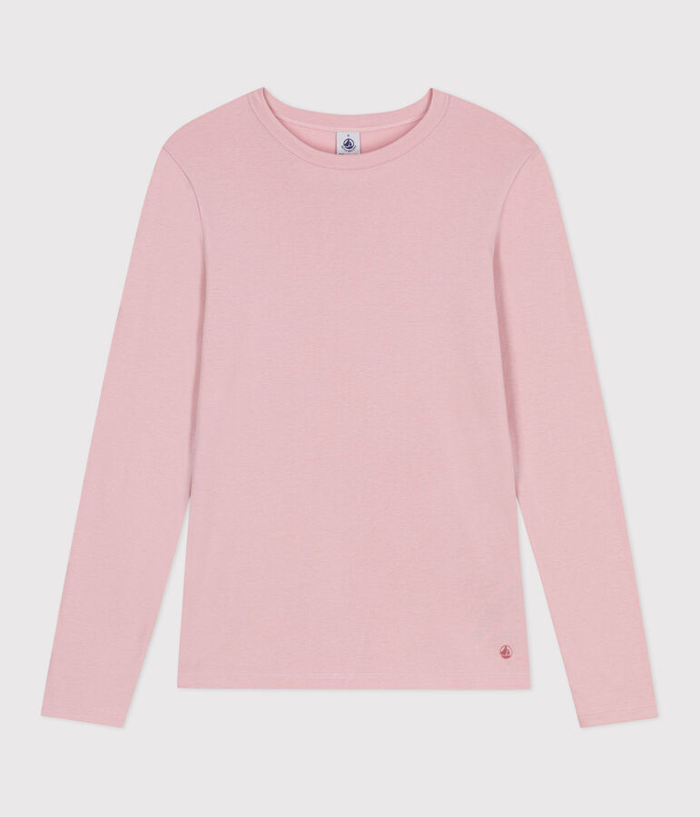 Katoenen dames-T-shirt met lange mouwen - L'Iconique roze