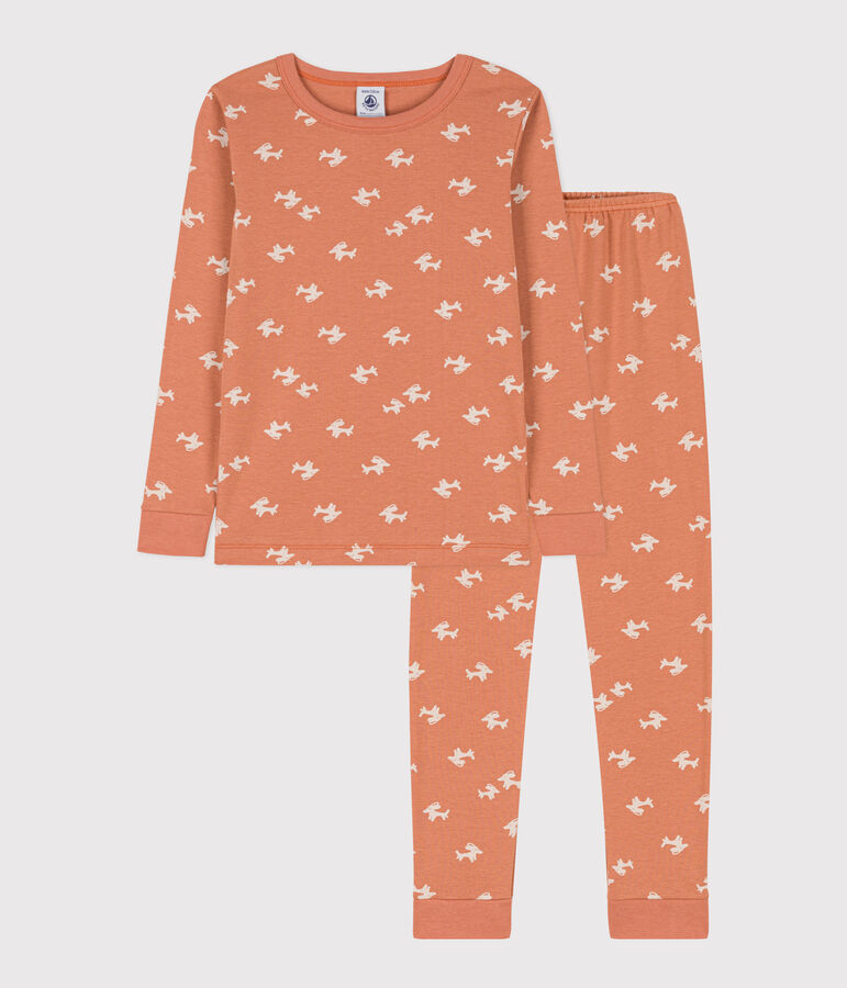 Aansluitende pyjama van katoen voor meisjes roze/ecru