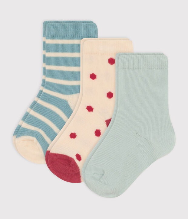 Set van 3 paar babysokken met stippen in katoenjersey multicouleur