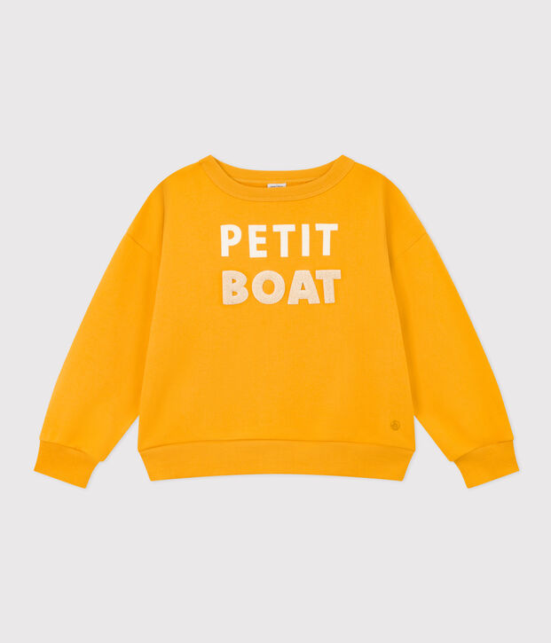 Sweatshirt bedrukt in fleece voor jongens en meisjes geel