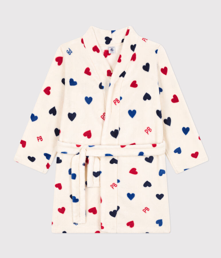 Robe de chambre en polaire enfant &eacute;cru/multicouleur