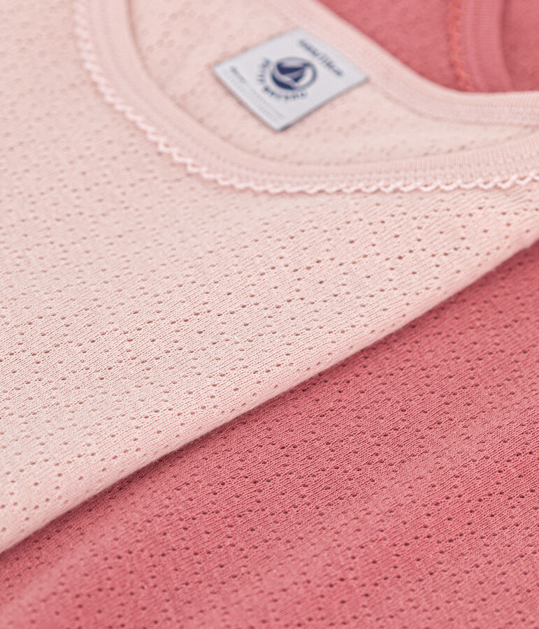 Setje met 2 effen T-shirts van ajourkatoen voor kinderen variante 1