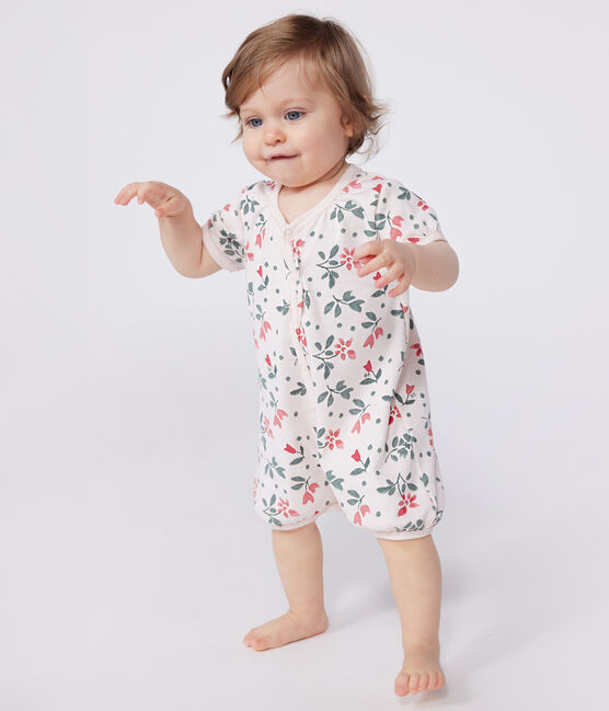 Lot de 2 combinaisons courtes bébé en coton fleuri variante 1