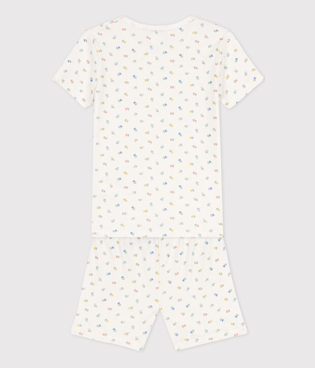 Aansluitende korte pyjama van katoen voor meisjes wit/multicouleur