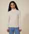L'ICONIQUE, dames-T-shirt met rolkraag in ribstof beige MONTELIMAR CHINE