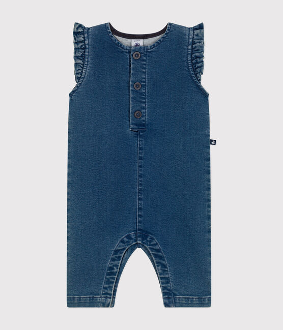 Mouwloze babyjumpsuit van denim blauw BLEU DELAVE