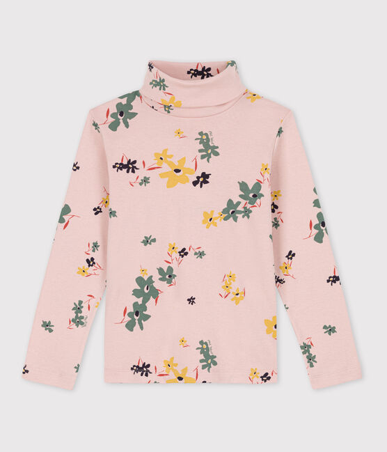 Sous-pull imprimé fleuri en coton enfant fille rose SALINE/blanc MULTICO