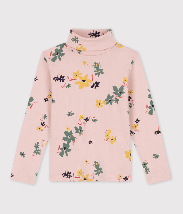 Gebloemd katoenen onderhemd voor meisjes roze/multicouleur