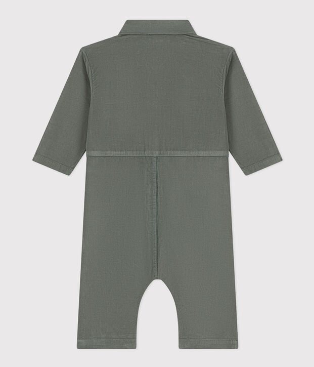Combinaison longue en velours fin b&eacute;b&eacute; kaki