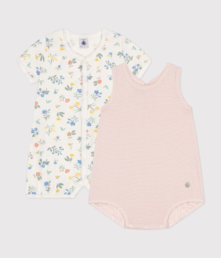 Lot de 2 combinaisons courtes en coton b&eacute;b&eacute; variante 1