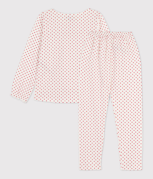 Pyjama &eacute;toile petite fille &agrave; l'imprim&eacute; en coton blanc/rouge