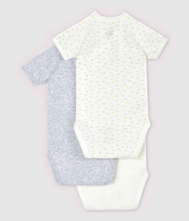 Lot de 3 bodies crois&eacute;s manches courtes b&eacute;b&eacute; en coton biologique multicouleur