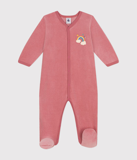 Babypyjama van velours roze ROSEWOOD