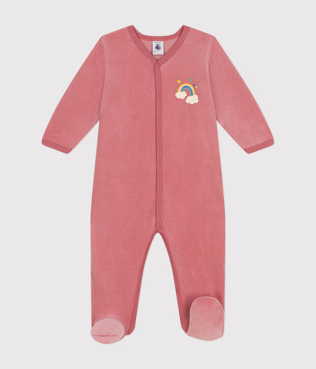 Pyjama en velours b&eacute;b&eacute; rose