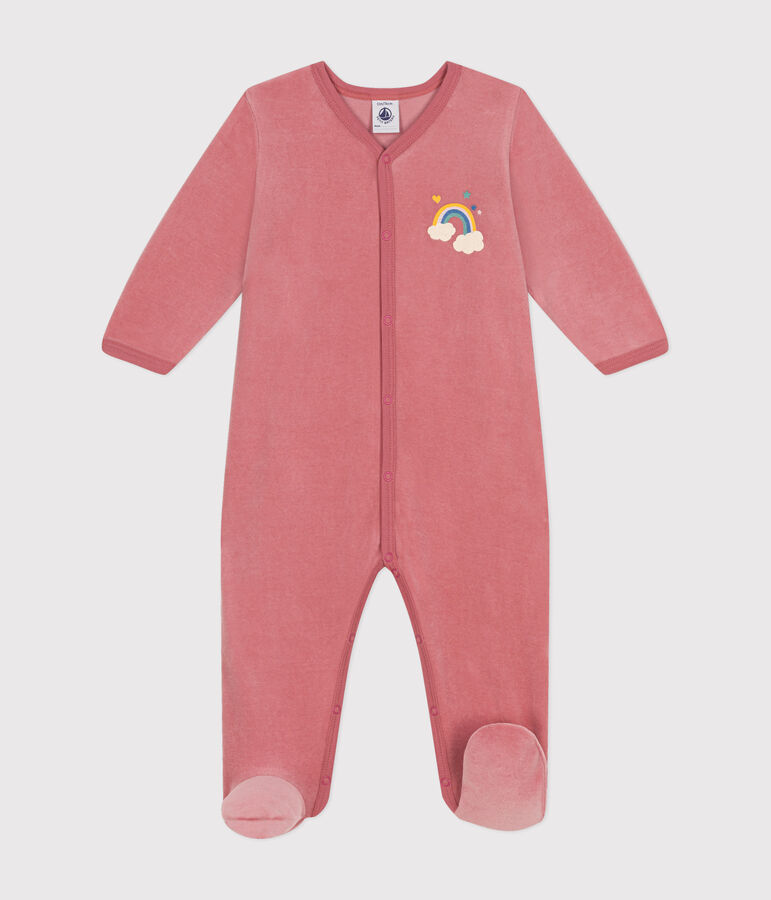 Pyjama en velours b&eacute;b&eacute; rose