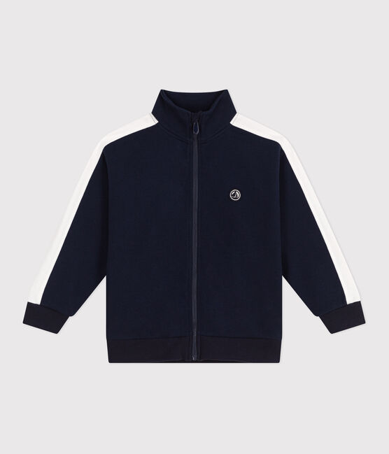 Effen katoenen sweatshirt met rits en opstaande kraag voor kinderen blauw SMOKING