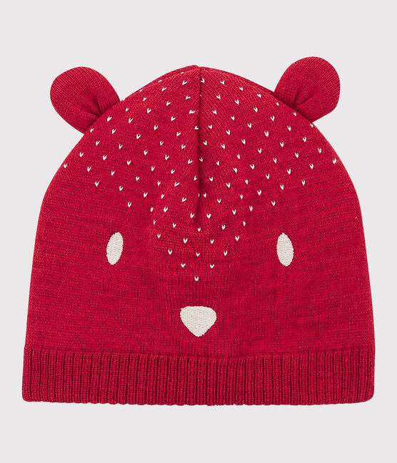 Babymuts van tricot. rood TERKUIT