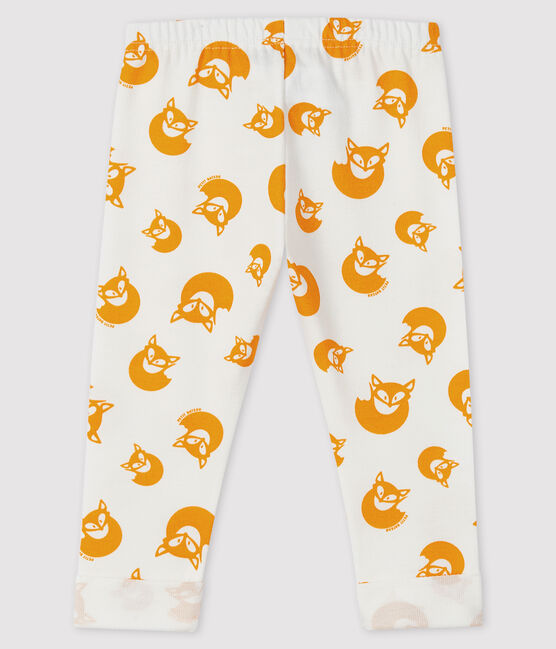 Pantalon en molleton bébé garçon blanc MARSHMALLOW/jaune BOUDOR