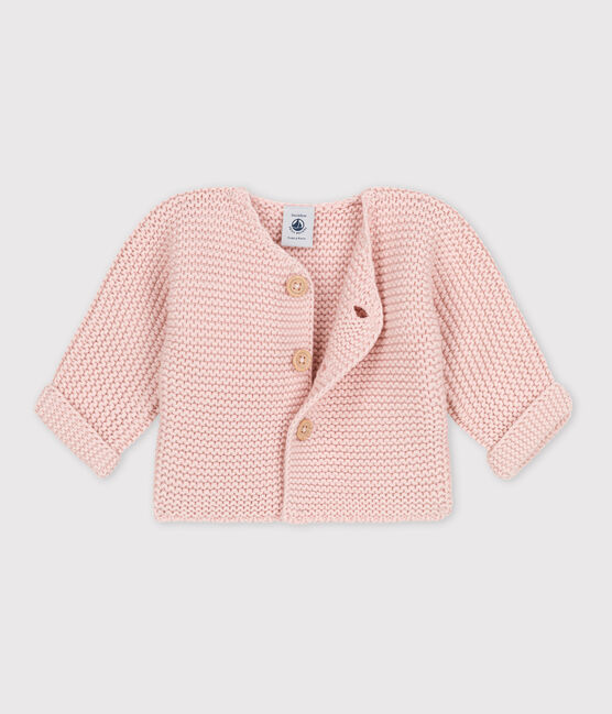 Gebreide uniseks babycardigan in ribbelsteek roze SALINE