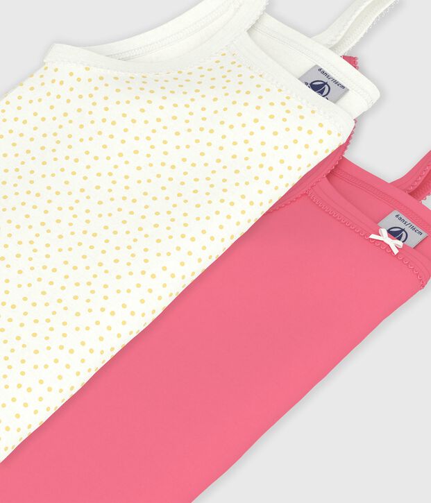 Setje met 3 katoenen kinderhemdjes met stippenprint multicouleur