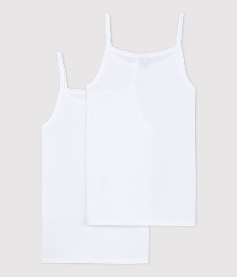 Lot de 2  chemises &agrave; bretelles blanches fille multicouleur