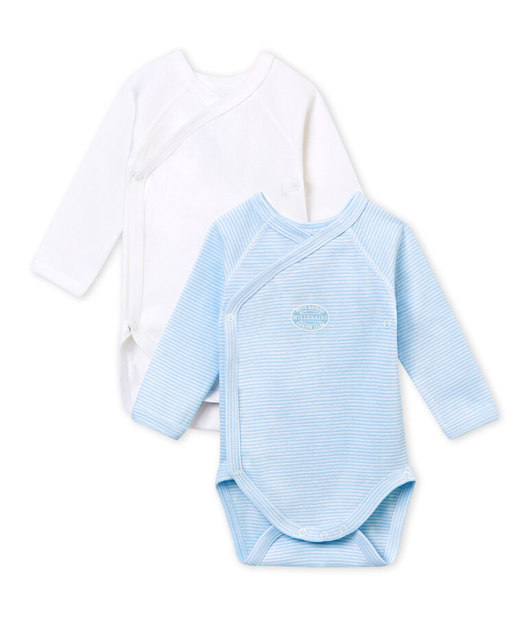 SET VAN 2 BODIES MET LANGE MOUWEN VOOR BABYJONGENS wit