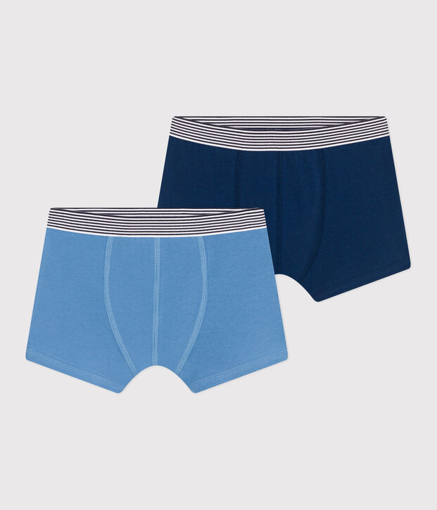 Setje met 2 effen boxershorts voor kinderen in katoen en elastaan multicouleur