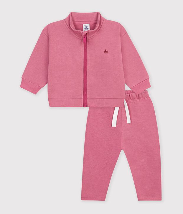 Babysetje - Sweatshirt en broekje in effen katoen roze