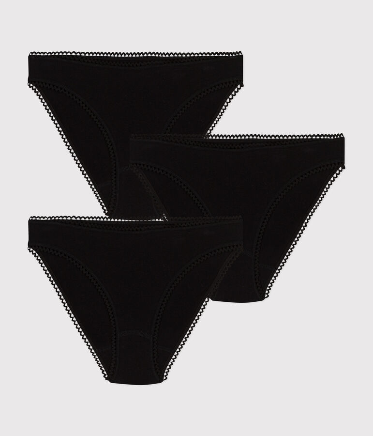 Lot de 3 culottes unies en coton et &eacute;lasthanne femme multicouleur