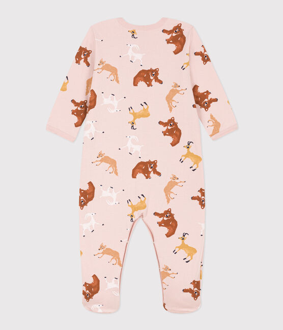 Pyjama bébé animaux en molleton rose SALINE/blanc MULTICO