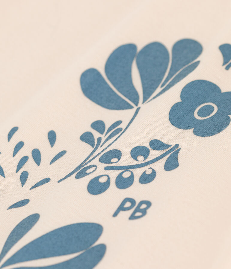 Tee-shirt manches longues en coton enfant fille / gar&ccedil;on &eacute;cru/bleu