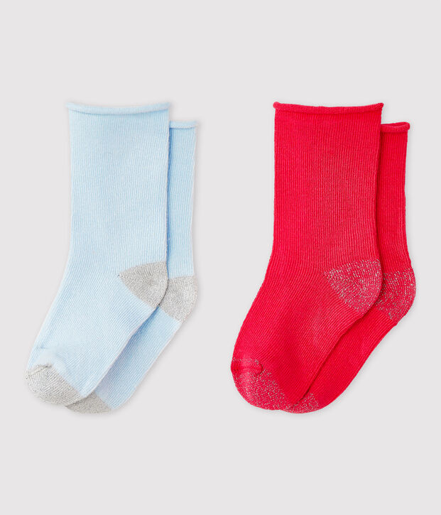 Lot de 2 chaussettes unis b&eacute;b&eacute; fille multicouleur