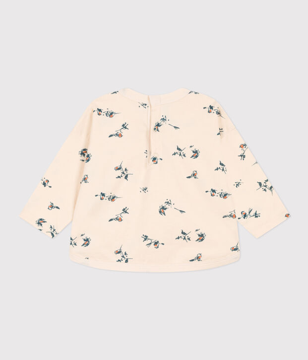T-shirt met lange mouwen in bedrukte jersey voor baby's ecru/multicouleur
