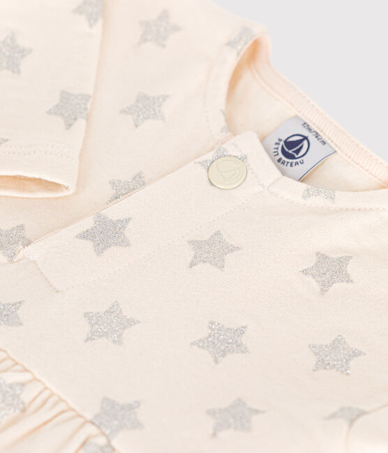 Jurk in tubic met sterrenprint voor baby's beige AVALANCHE/ ARGENT